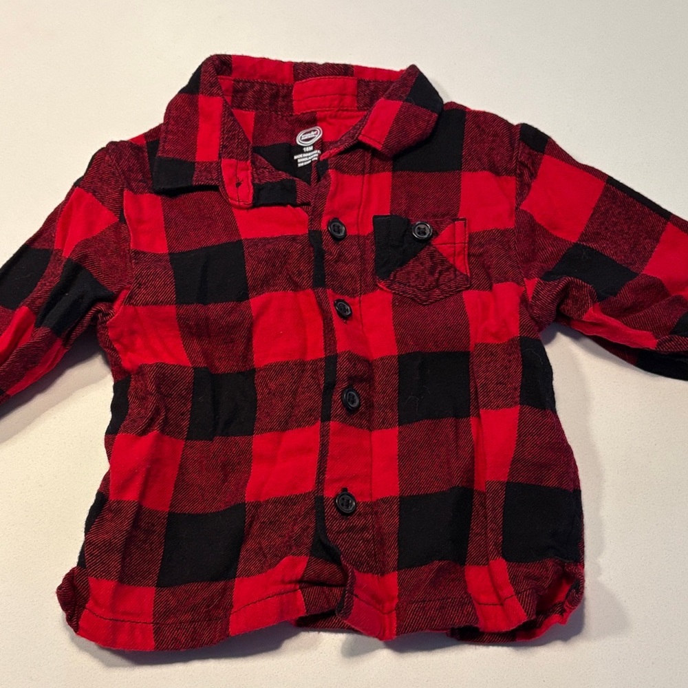 Echo Kids Red and Black Buffalo Plaid Button-Down Shirt